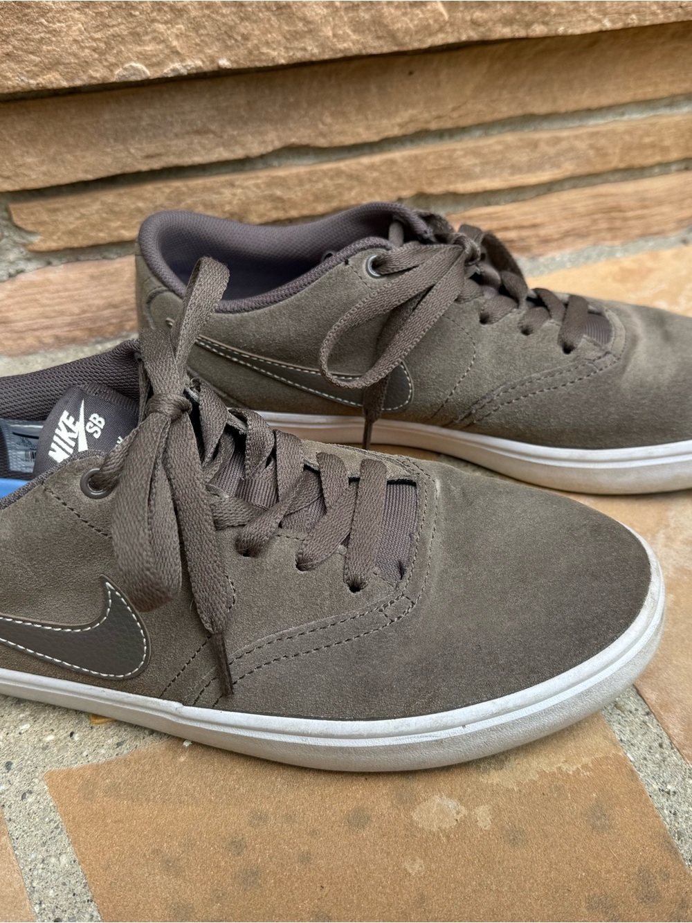Nike SB Check Men’s Low-Top Suede Skate Shoes - Brown/Taupe
